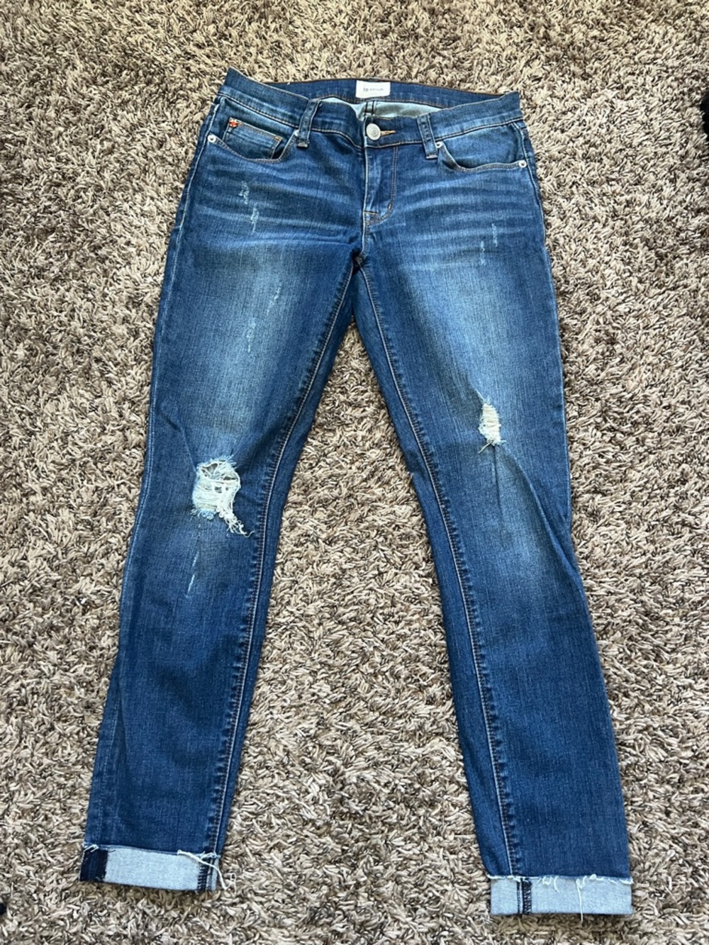 Hudson Jeans Distressed Blue Boyfriend Jeans